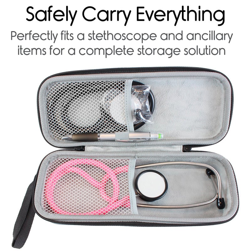 Vive Precision Stethoscope Hard Case - Protective Carry Cover with Handle - Travel Holder for Sphygmomanometer - Fits 3M Littmann Classic III, Lightweight II S.E, MDF Acoustica Deluxe - Image 2